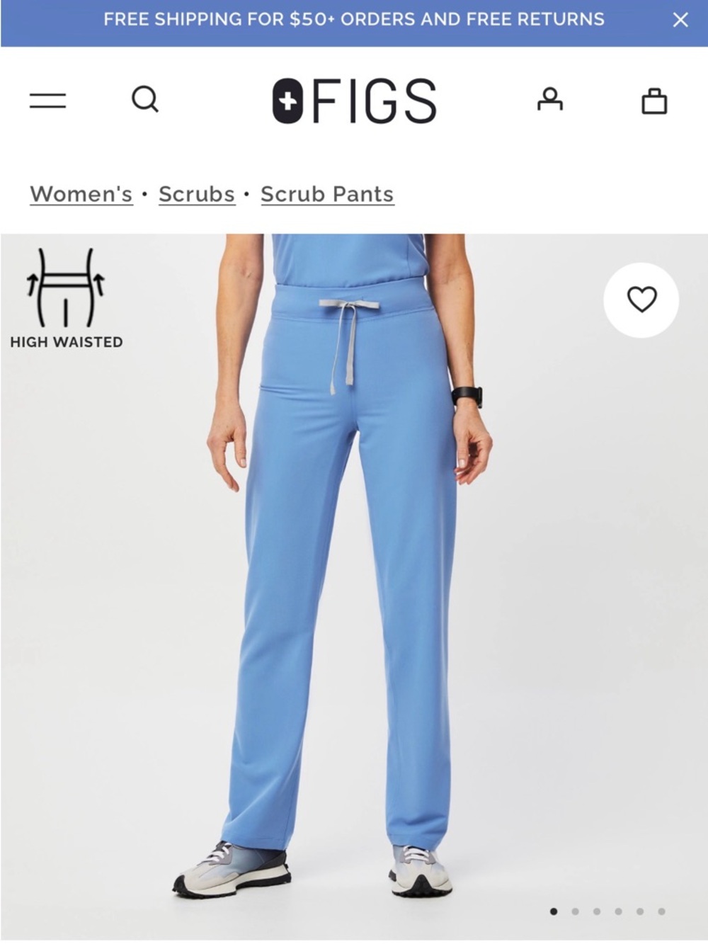 Figs Ceil Straight-Leg High-Waist Scrub Pants Ceil Blue